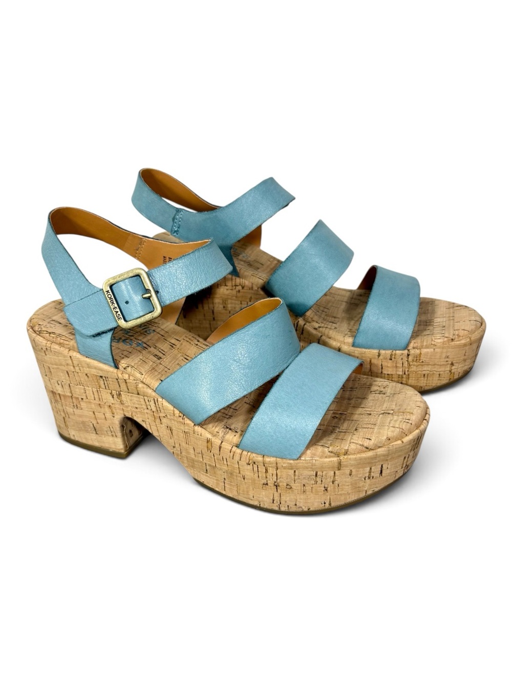 NWT Kork-Ease Turquoise Leather Cork Platform Sandals- woman’s 6